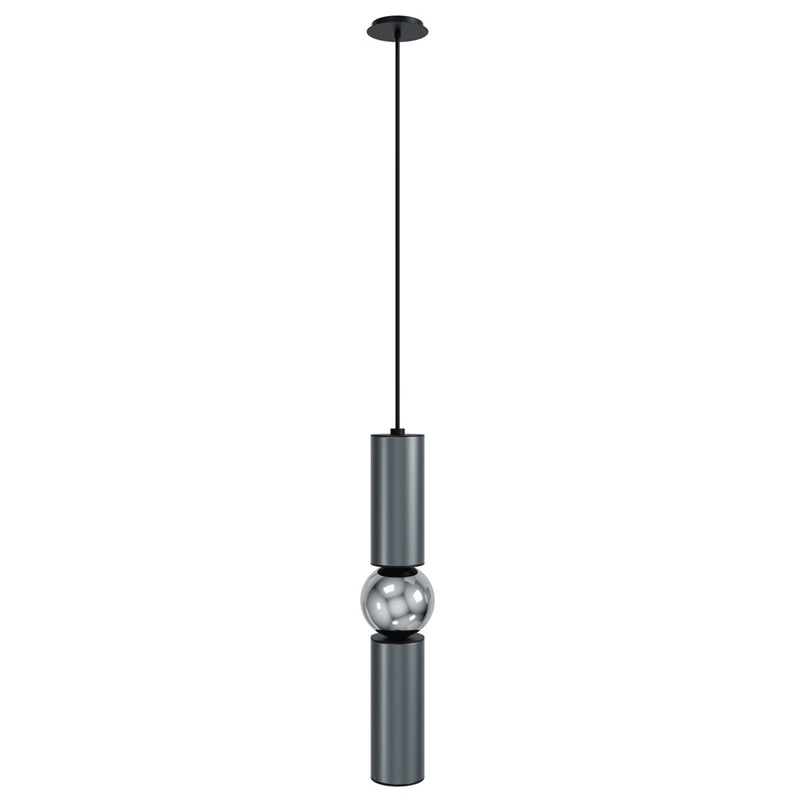Avenue Lighting Cicada 17in 1-Light Pendant | Art Deco Grey and Chrome Aluminum | Kitchen Island & Dining Room | 4 x 4 x 17 in | Model HF1091-GRY