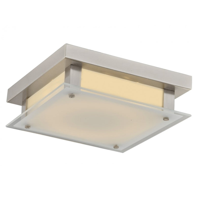 Avenue Lighting Cermack St. 10in 1-Light LED Flush Mount | Brushed Nickel Steel and Glass | Bedroom & Hallway | 10 x 10 x 3 in | Model HF1103-BN