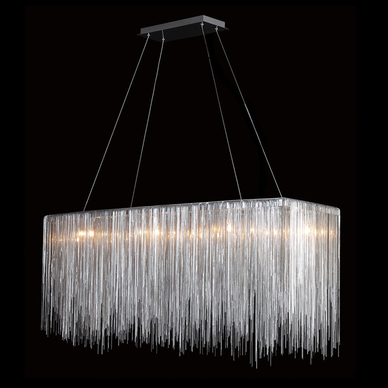 Avenue Lighting Fountain Ave. 48in LED Rectangle Chandelier | Chrome Brass/Steel | Dining Room & Living Room | 12 x 48 x 20 in | Model HF1201-CH
