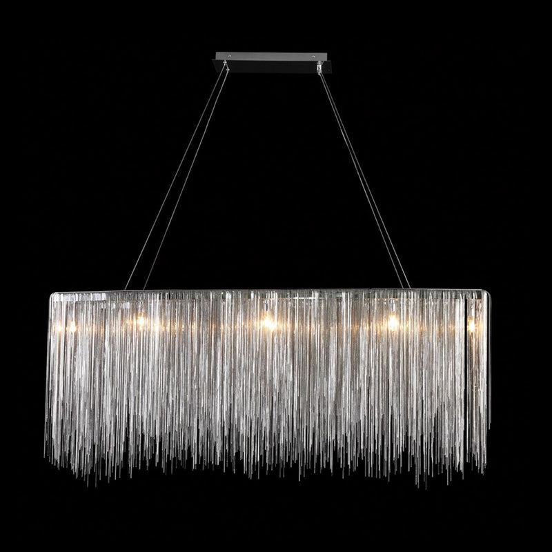 Avenue Lighting Fountain Ave. 48in LED Rectangle Chandelier | Chrome Brass/Steel | Dining Room & Living Room | 12 x 48 x 20 in | Model HF1201-CH