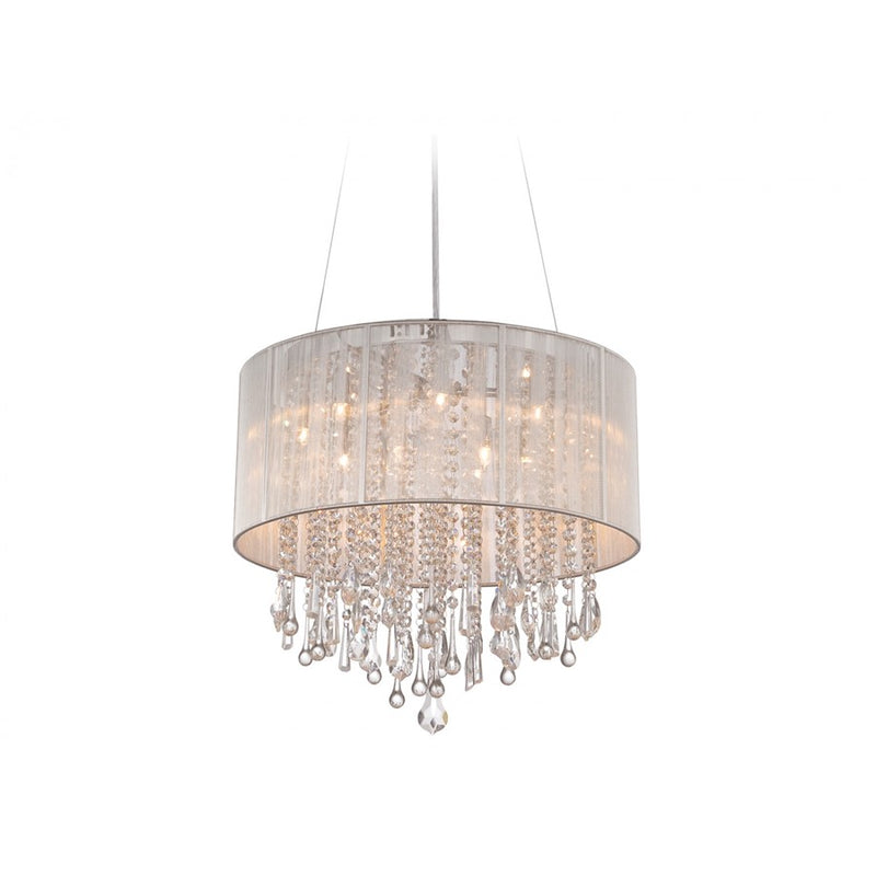 Avenue Beverly Dr. 12Lt 20" Chandelier/Flush, Silver Silk