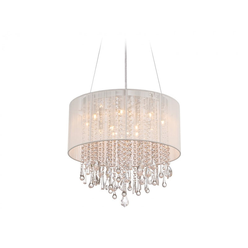 Avenue Beverly Dr. 12Lt 20" Chandelier/Flush, White Silk
