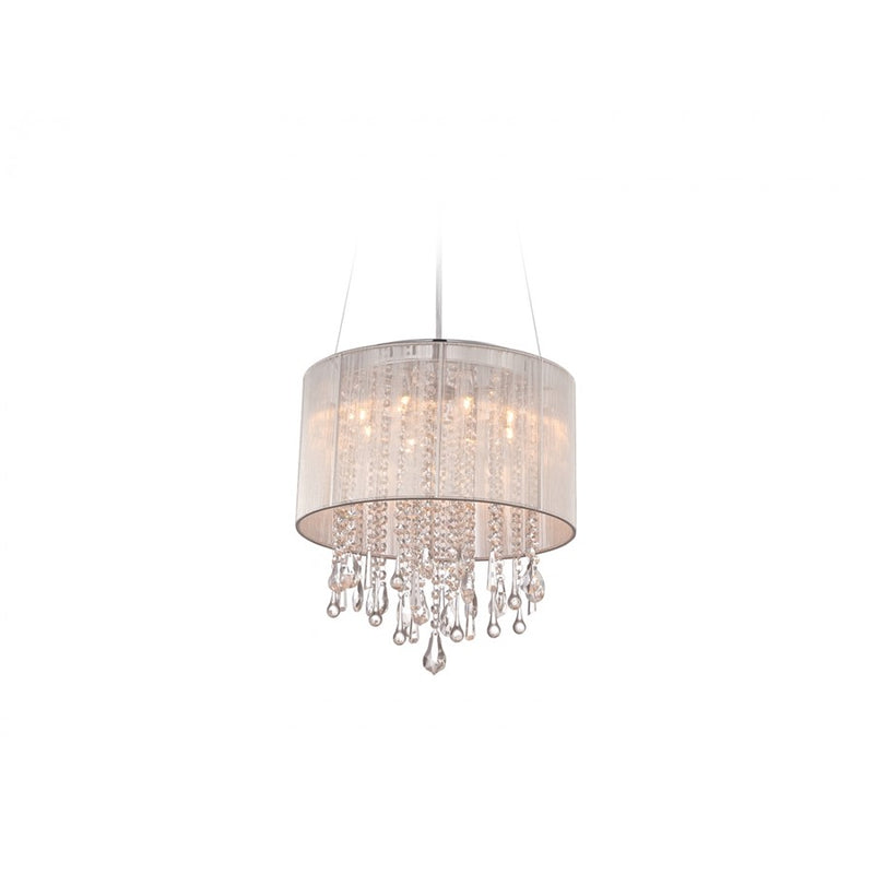 Avenue Beverly Dr. 8Lt 18" Chandelier/Flush, Silver Silk