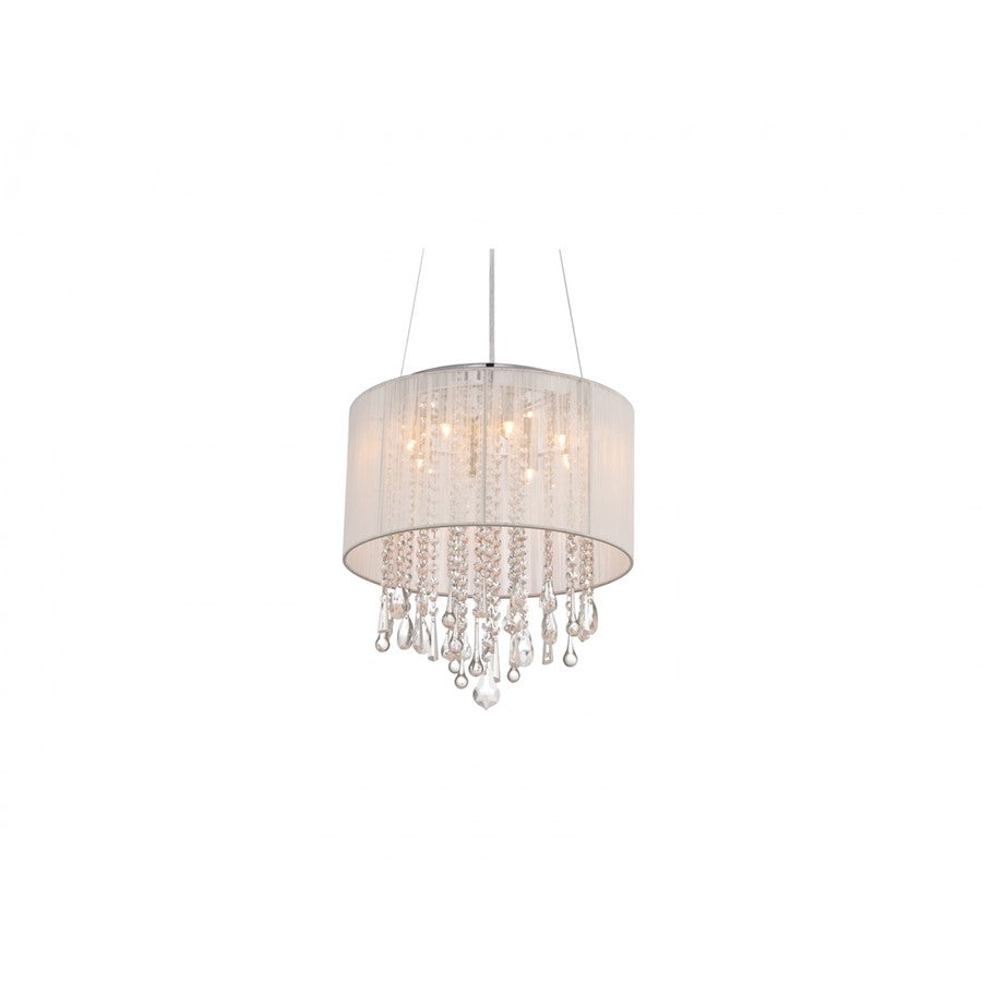 Avenue Beverly Dr. 8Lt 18" Chandelier/Flush, White Silk - HF1501-WHT