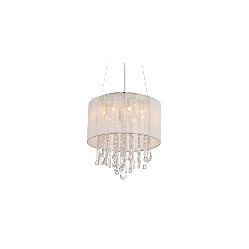 Avenue Beverly Dr. 8Lt 18" Chandelier/Flush, White Silk - HF1501-WHT