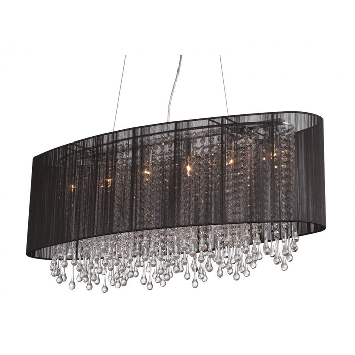 Avenue Beverly Dr. 6Lt 17" Chandelier/Flush, Black Silk - HF1503-BLK