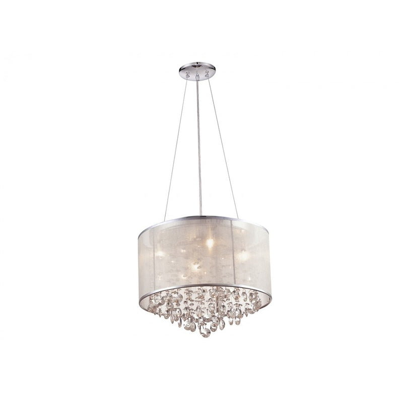 Avenue Riverside Dr. 4Lt 15" Chandelier/Flush, Silver Organza Silk
