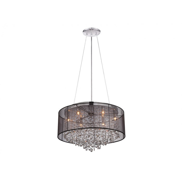 Avenue Riverside Dr. 6Lt 15" Chandelier/Flush, Black Organza Silk - HF1505-BLK