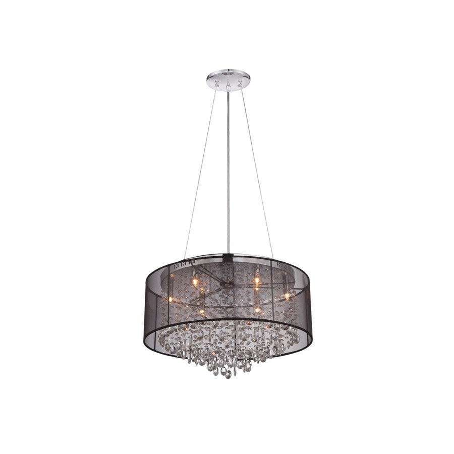 Avenue Riverside Dr. 6Lt 15" Chandelier/Flush, Black Organza Silk - HF1505-BLK