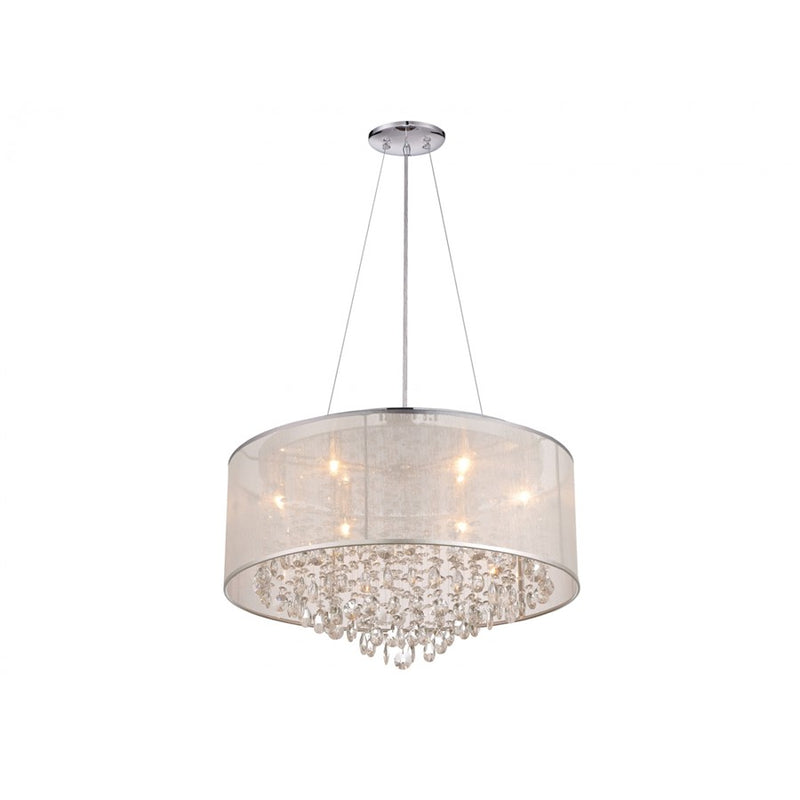 Avenue Riverside Dr. 6Lt 15" Chandelier/Flush, Silver Organza Silk
