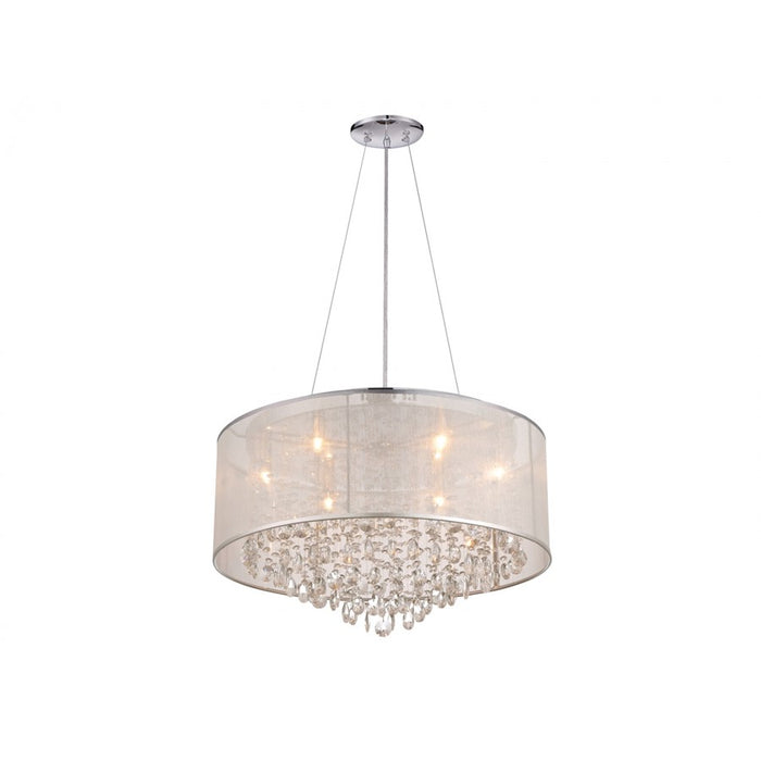 Avenue Riverside Dr. 6Lt 15" Chandelier/Flush, Silver Organza Silk - HF1505-SLV