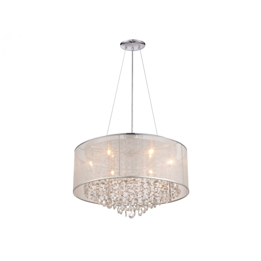 Avenue Riverside Dr. 6Lt 15" Chandelier/Flush, Silver Organza Silk - HF1505-SLV