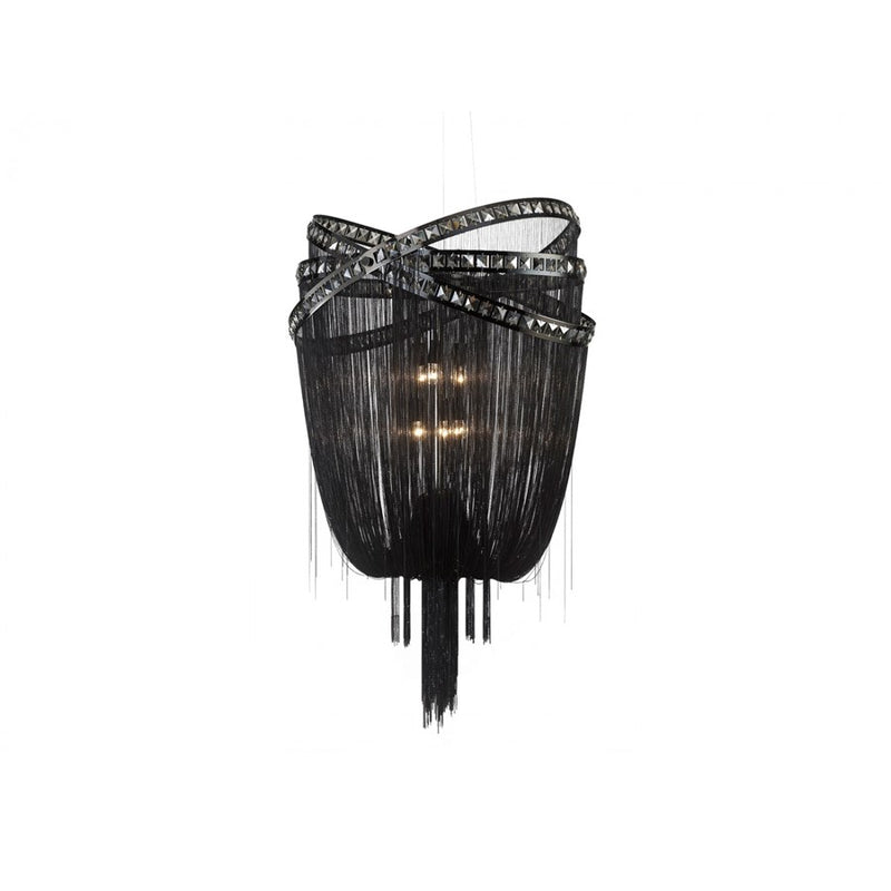 Avenue Wilshire Blvd. 6Lt 45" Chandelier, Black Chrome/Smoke