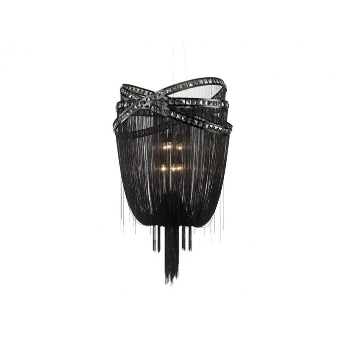Avenue Wilshire Blvd. 6Lt 45" Chandelier, Black Chrome/Smoke - HF1609-BLK