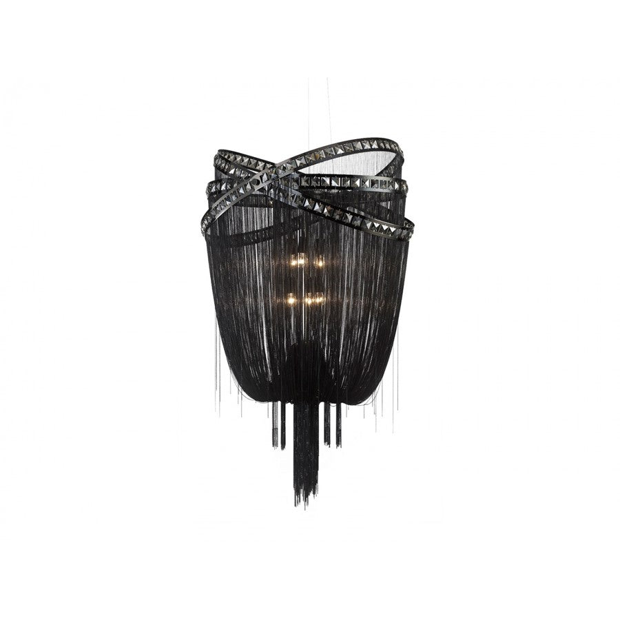 Avenue Wilshire Blvd. 6Lt 45" Chandelier, Black Chrome/Smoke - HF1609-BLK