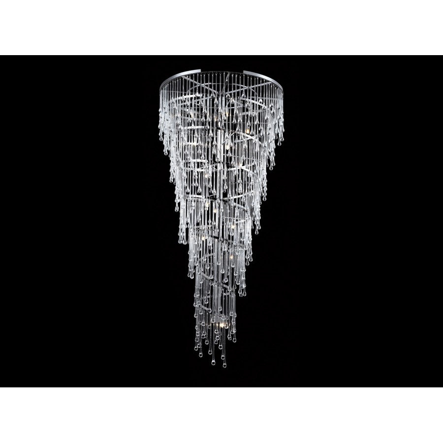 Avenue Hollywood Blvd. 29Lt 72" Chandelier, Nickel/Clear Tear Drops - HF1805-PN