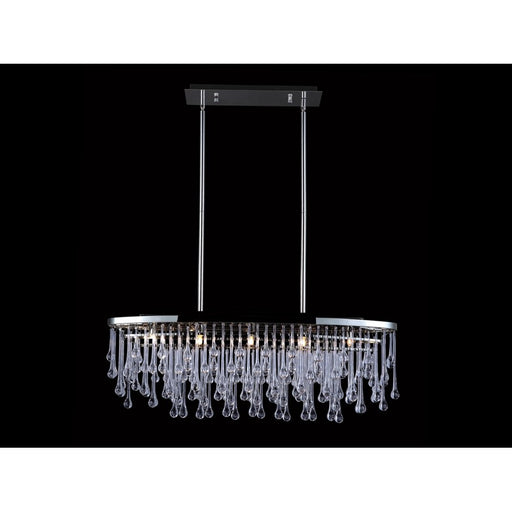 Avenue Hollywood Blvd. 5Lt 37" Chandelier, Nickel/Clear Tear Drops - HF1806-PN