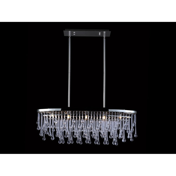 Avenue Hollywood Blvd. 5Lt 37" Chandelier, Nickel/Clear Tear Drops - HF1806-PN