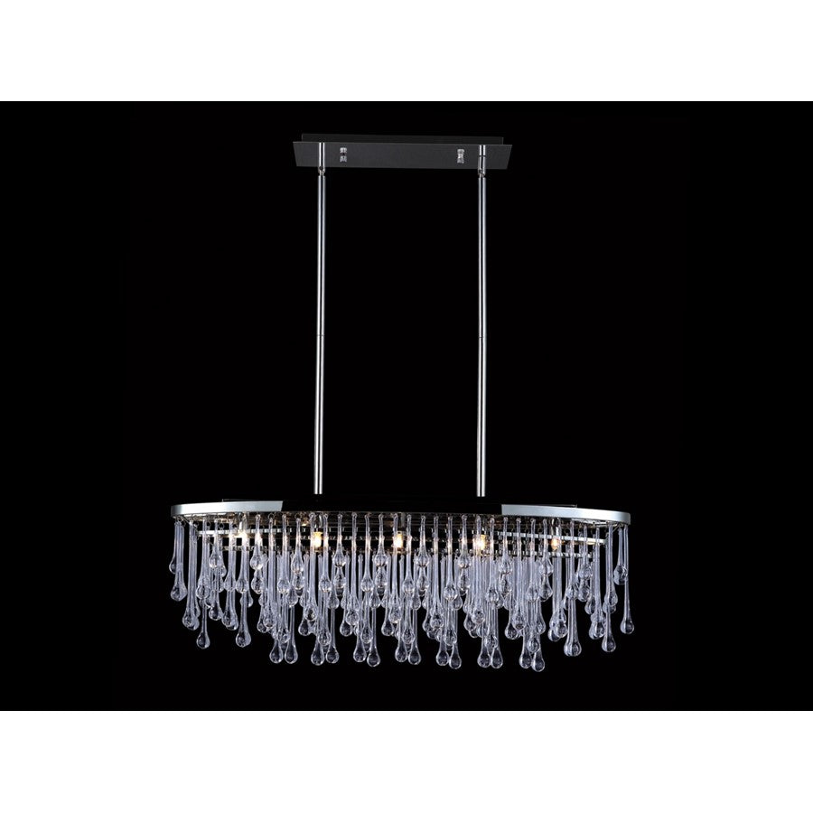 Avenue Hollywood Blvd. 5Lt 37" Chandelier, Nickel/Clear Tear Drops - HF1806-PN