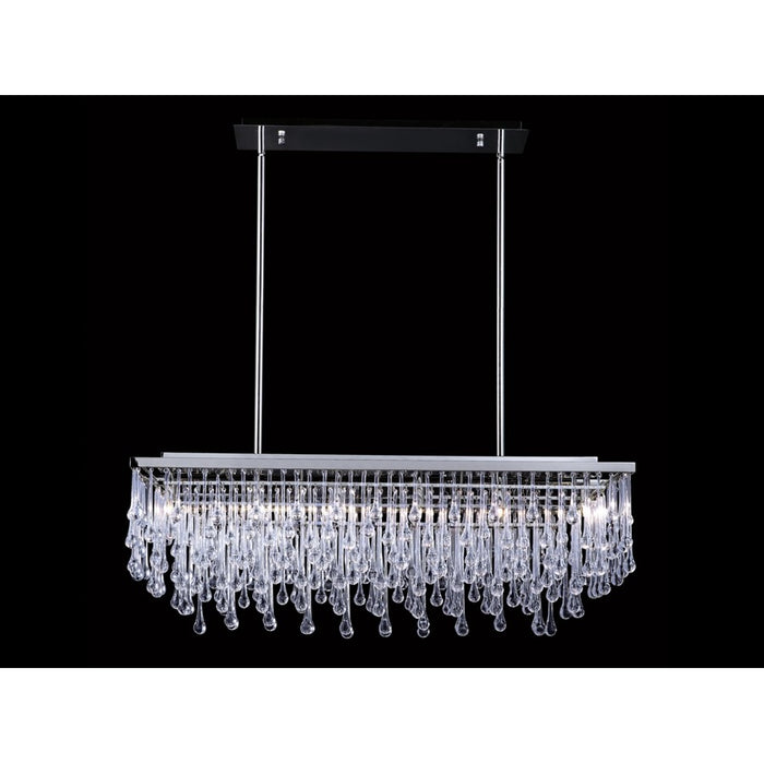 Avenue Hollywood Blvd. 6Lt 39" Chandelier, Nickel/Clear Tear Drops - HF1807-PN