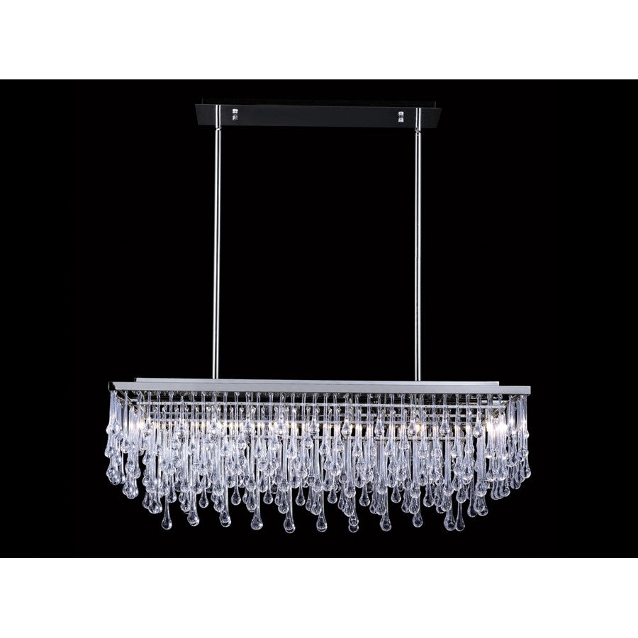 Avenue Hollywood Blvd. 6Lt 39" Chandelier, Nickel/Clear Tear Drops - HF1807-PN