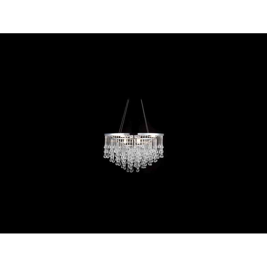 Avenue Hollywood Blvd. 6Lt 24" Chandelier, Nickel/Clear Tear Drops - HF1808-PN