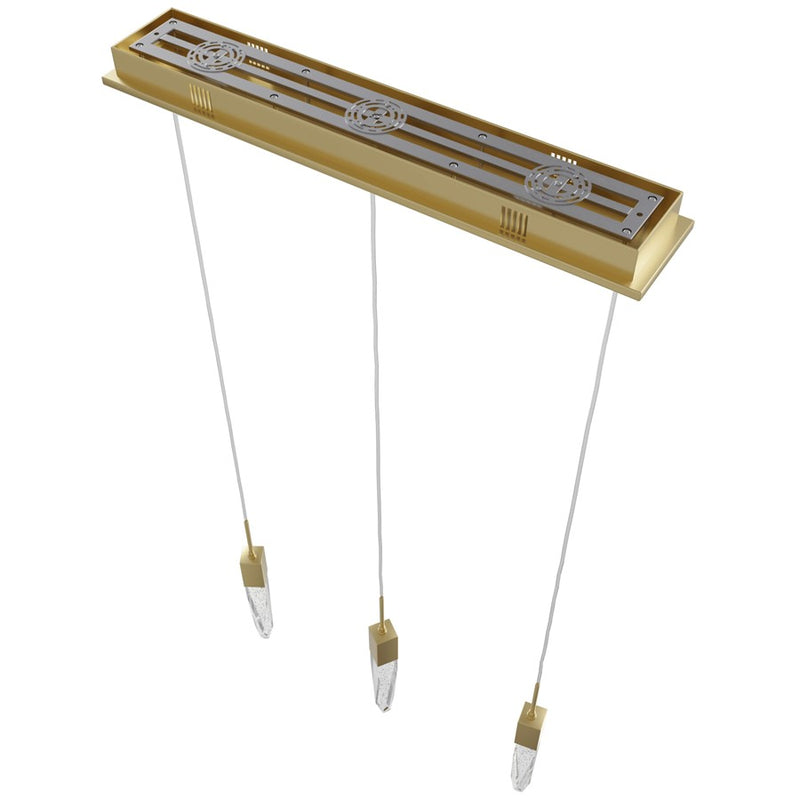Avenue Lighting Aspen 3Lt 130" Pendant, Brass/Bubbled Crystal - HF1900-3-AP-BB