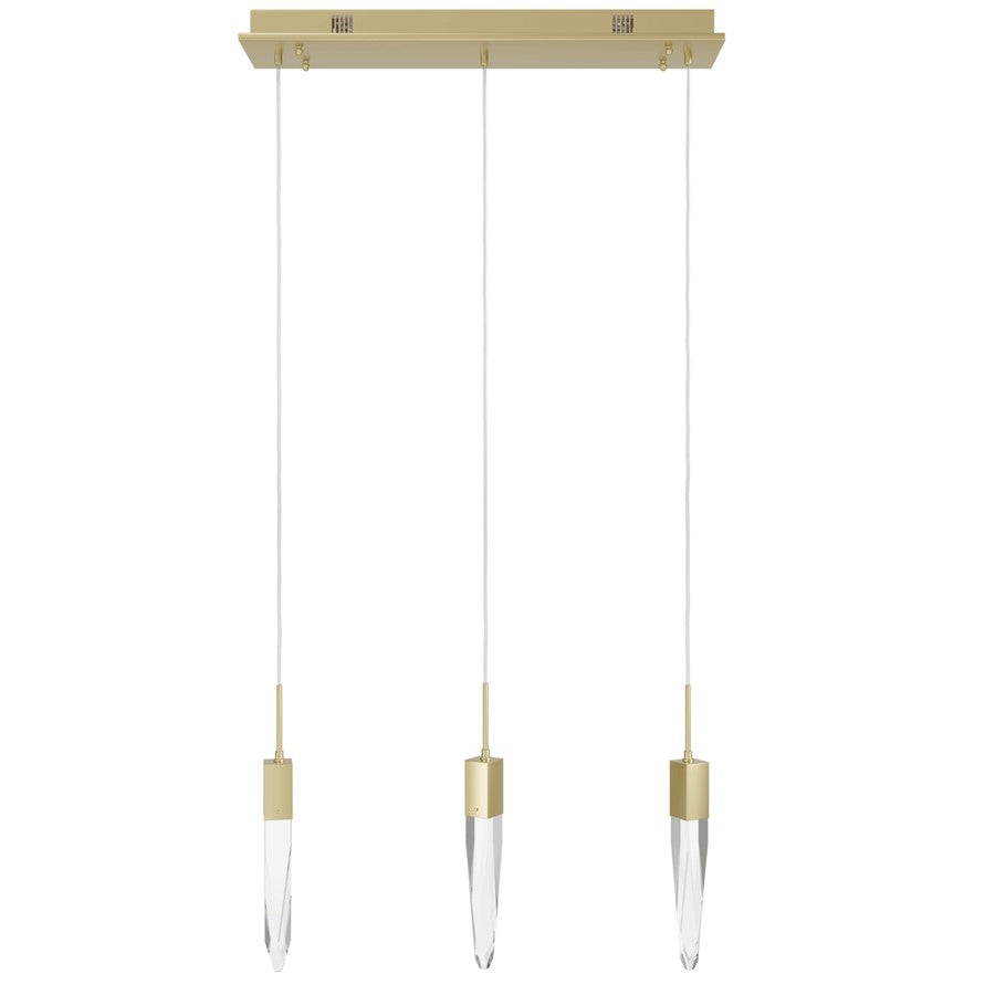 Avenue Lighting Aspen 3Lt 130" Pendant, Brass/Clear Crystal - HF1900-3-AP-BB-C