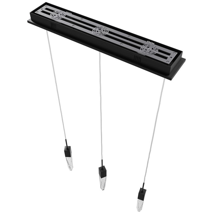 Avenue Lighting Aspen 3Lt 130" Pendant, Black/Bubbled Crystal