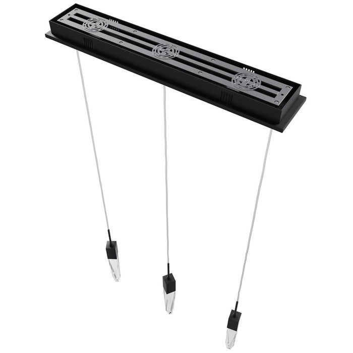 Avenue Lighting Aspen 3Lt 130" Pendant, Black/Clear Crystal