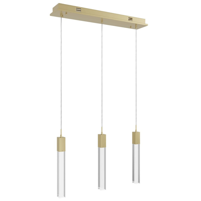 Avenue Original Glacier 3Lt 130" Pendant, Brass/Clear Crystal
