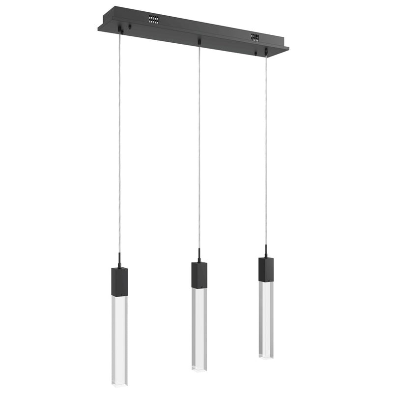 Avenue Original Glacier 3Lt 130" Pendant, Black/Clear Crystal
