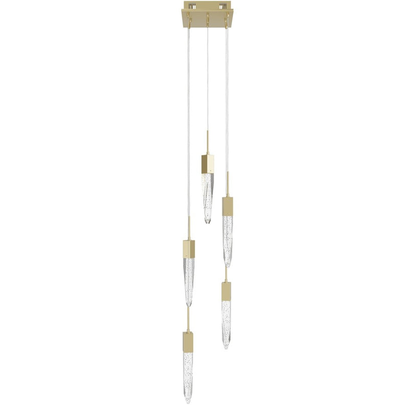 Avenue Lighting Aspen 5Lt 144" Pendant, Brass/Bubbled Crystal - HF1900-5-AP-BB