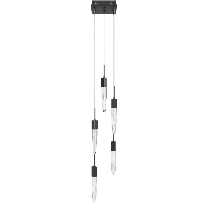 Avenue Lighting Aspen 5Lt 144" Pendant, Black/Bubbled Crystal - HF1900-5-AP-BK