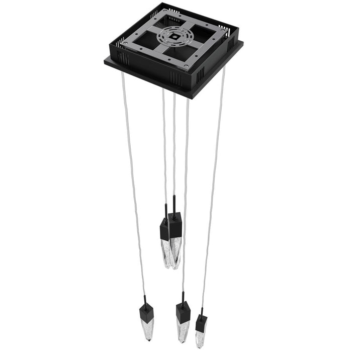 Avenue Lighting Aspen 5Lt 144" Pendant, Black/Bubbled Crystal