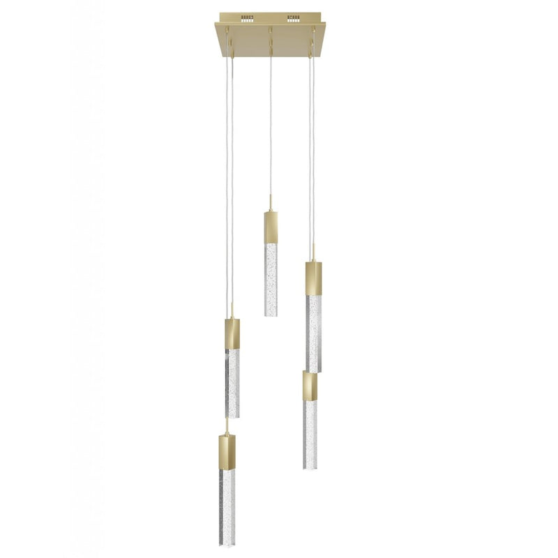 Avenue Original Glacier 5Lt 144" Pendant, Brass/Bubbled Crystal - HF1900-5-GL-BB