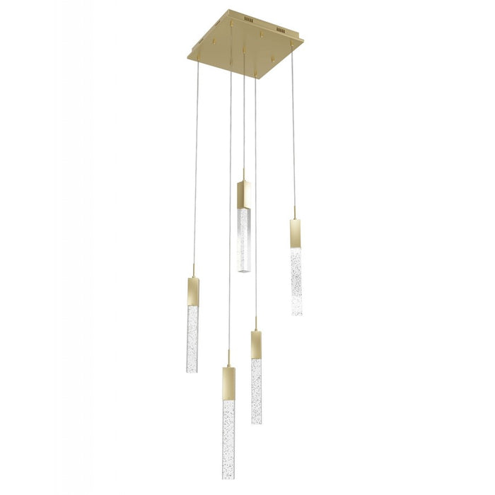Avenue Original Glacier 5Lt 144" Pendant, Brass/Bubbled Crystal