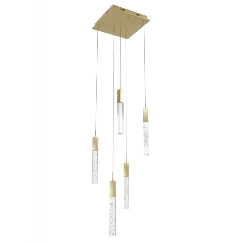 Avenue Original Glacier 5Lt 144" Pendant, Brass/Bubbled Crystal - HF1900-5-GL-BB
