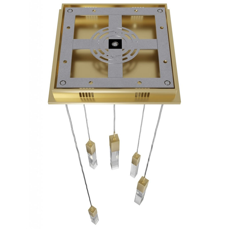 Avenue Original Glacier 5Lt 144" Pendant, Brass/Bubbled Crystal - HF1900-5-GL-BB