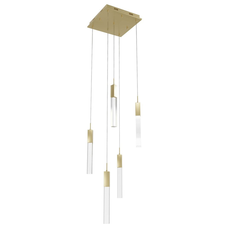 Avenue Original Glacier 5Lt 144" Pendant, Brass/Clear Crystal - HF1900-5-GL-BB-C