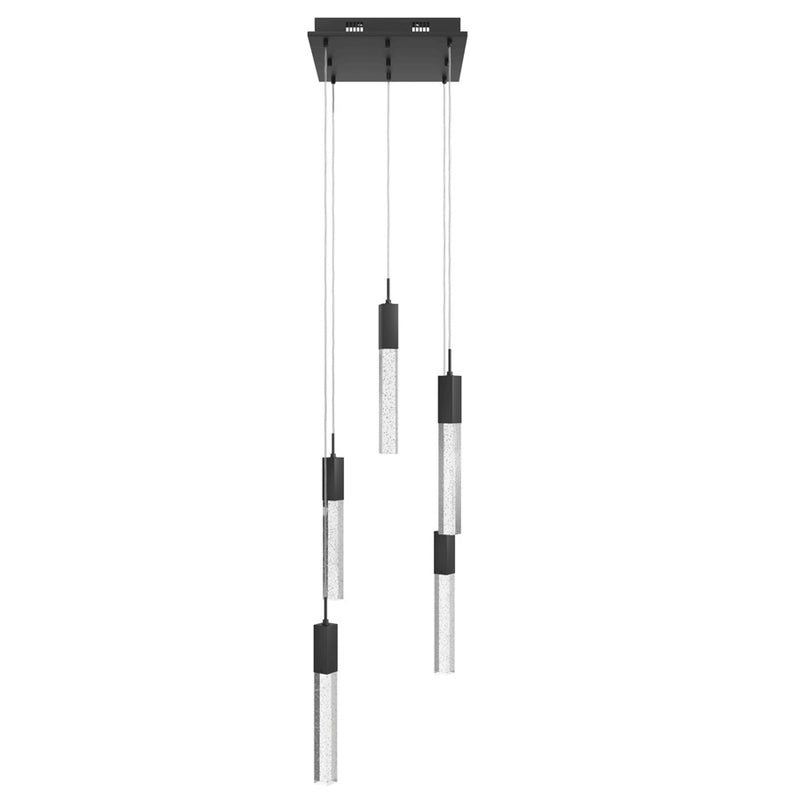 Avenue Original Glacier 5Lt 144" Pendant, Black/Bubbled Crystal - HF1900-5-GL-BK