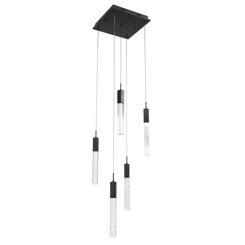 Avenue Original Glacier 5Lt 144" Pendant, Black/Bubbled Crystal - HF1900-5-GL-BK