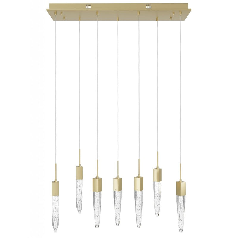 Avenue Lighting Aspen 7Lt 130" Pendant, Brass/Bubbled Crystal