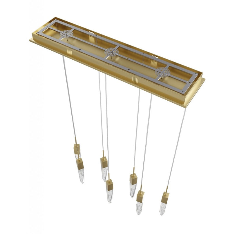 Avenue Lighting Aspen 7Lt 130" Pendant, Brass/Bubbled Crystal - HF1900-7-AP-BB