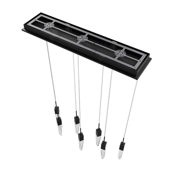 Avenue Lighting Aspen 7Lt 130" Pendant, Black/Bubbled Crystal