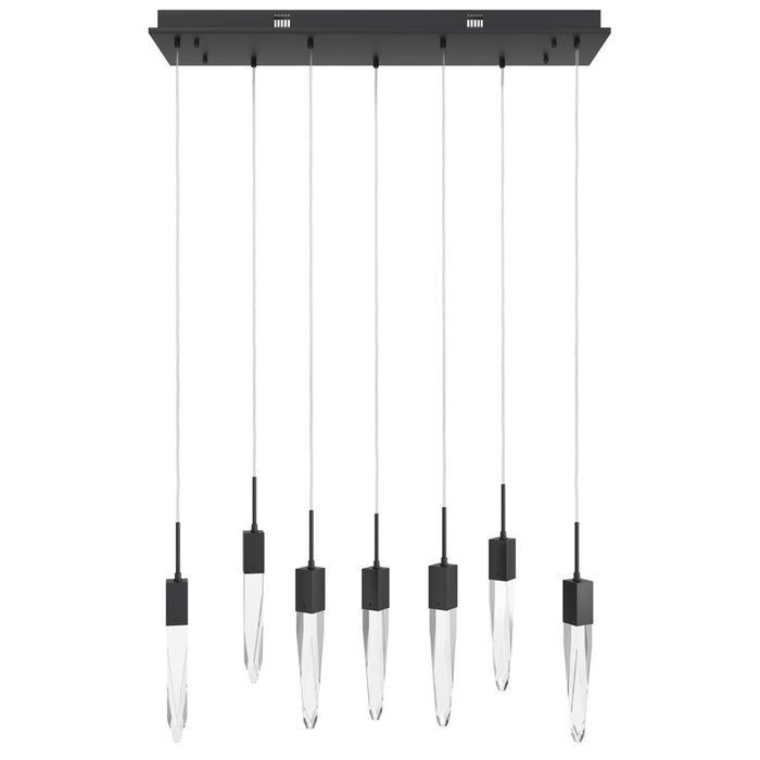 Avenue Lighting Aspen 7Lt 130" Pendant, Black/Clear Crystal - HF1900-7-AP-BK-C