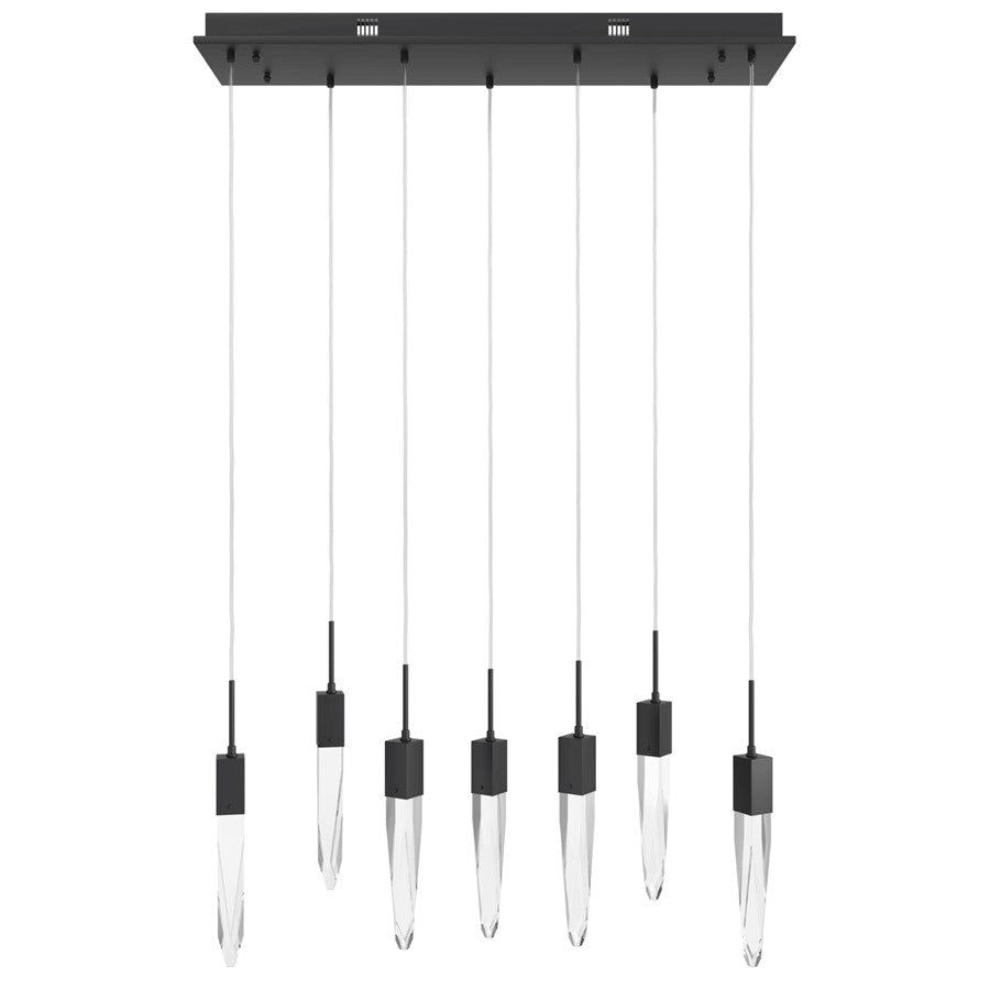 Avenue Lighting Aspen 7Lt 130" Pendant, Black/Clear Crystal - HF1900-7-AP-BK-C