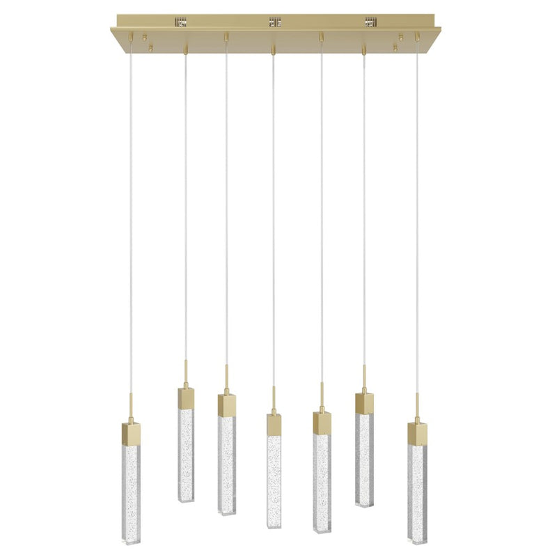 Avenue Original Glacier 7Lt 130" Pendant, Brass/Bubbled Crystal