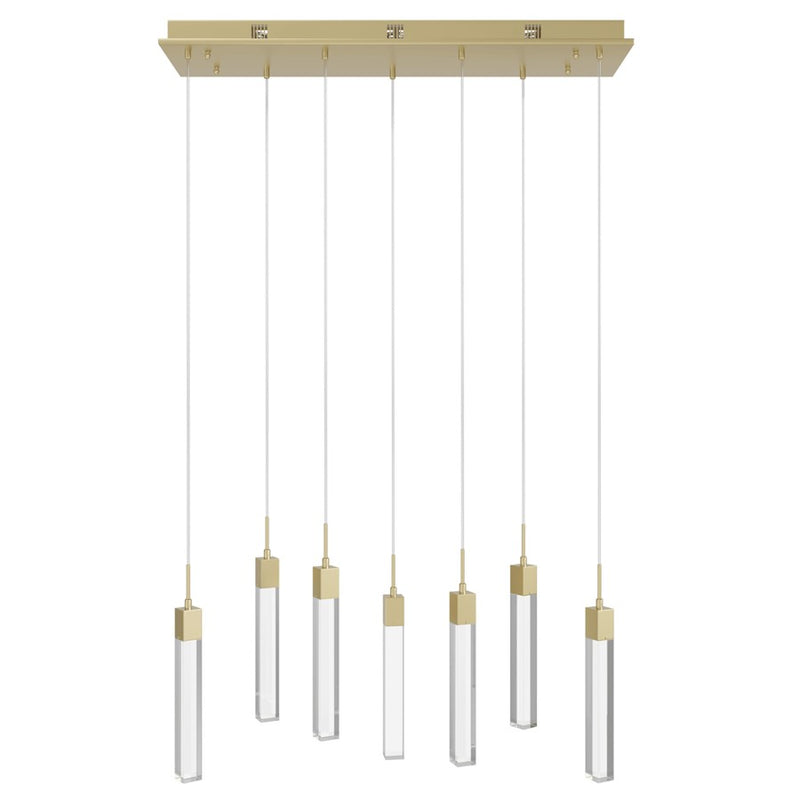 Avenue Original Glacier 7Lt 130" Pendant, Brass/Clear Crystal
