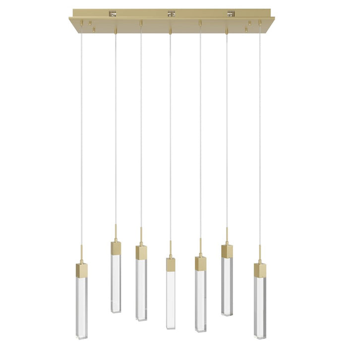 Avenue Original Glacier 7Lt 130" Pendant, Brass/Clear Crystal - HF1900-7-GL-BB-C
